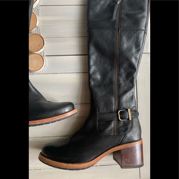 Clarks Black Leather Knee High Boots - Picture 2 of 7